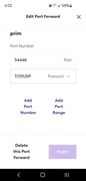 Xfinity Port
Fowarding